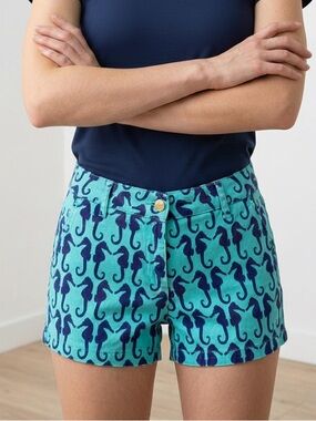 Macbeth Collection by Margaret Josephs Aqua Seahorse Shorts
